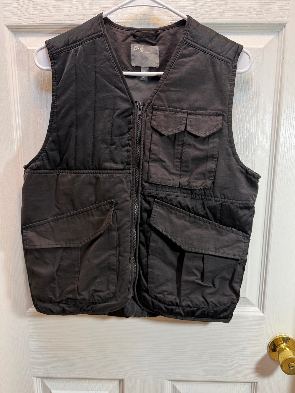 ASOS Black Sleeveless Zip-Front Utility Vest